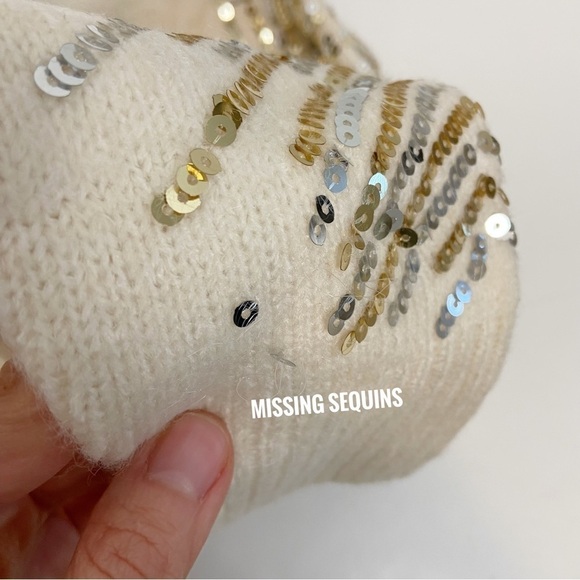 Superdown Rudie Sparkle Sleeve Sweater Dress in Ivory Size M - Picture 8 of 10